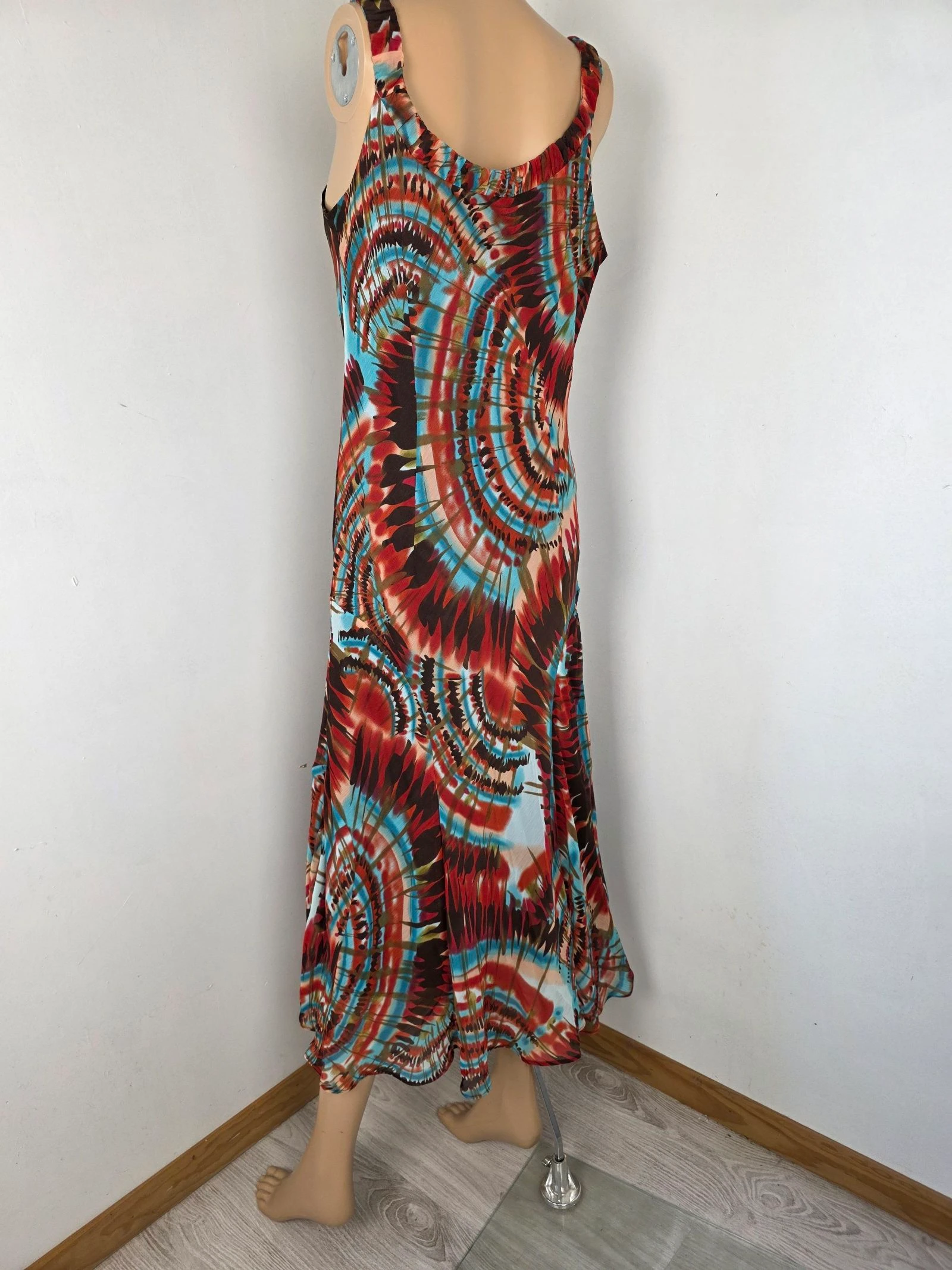 Lange vloeiende jurk met psychedelisch motief / tie-dye Y2K vintage bohemien trend maat 40/42 – photo 9